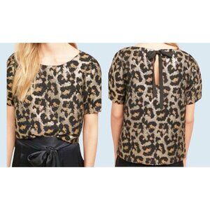 ANTHROPOLOGIE / Hutch Animal Print Metallic Top Size Small